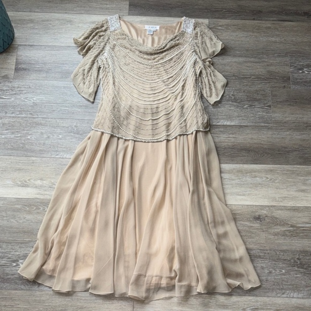 Beige Beaded mother of the bride Dress - altered to be shorter